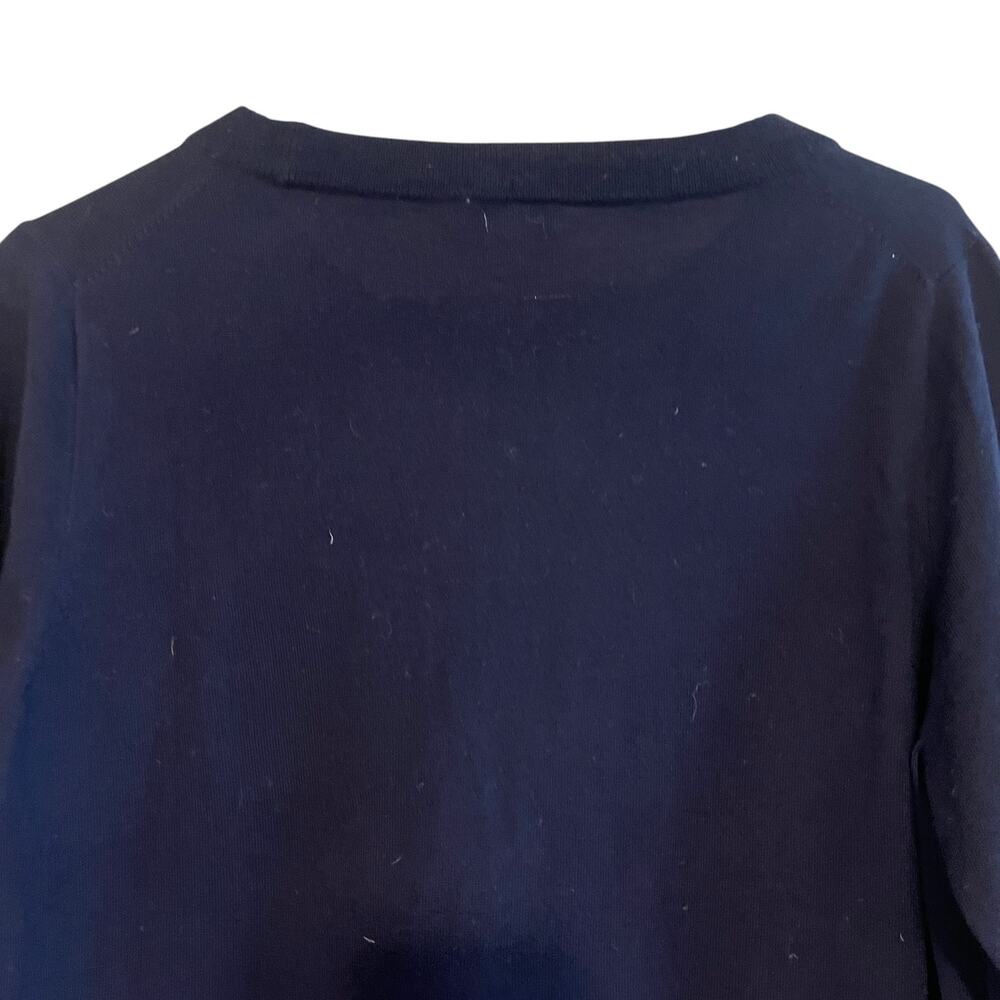 J.Crew Sweater Tippi 100% Merino Wool Knit Crewneck Pullover Navy Blue Large - Picture 6 of 13